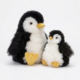 12" Classic and 6" Mini Andean Puff™ Penguins shown side by side, illustrating the size difference between the two