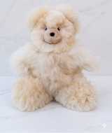 Cloud Touch Alpaca Bear 16 inch — genuine baby alpaca fur stuffed teddy bear, natural undyed beige, handmade in Peru by Inspired Peru artisans