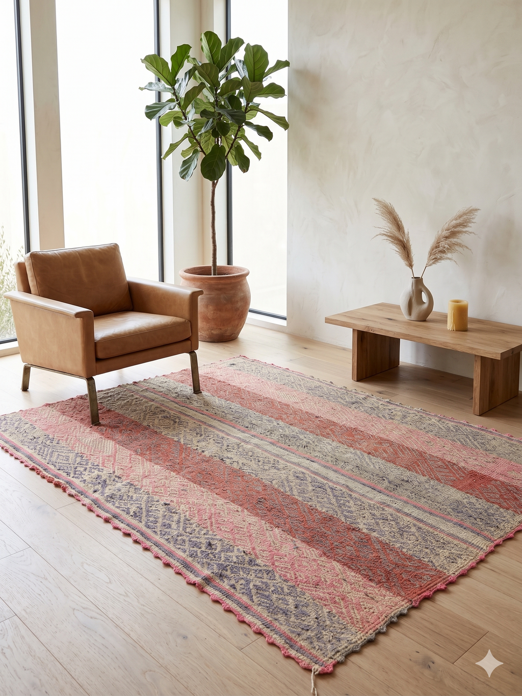 Vintage Peruvian Frazada Rug — Terracotta Rose | Inspired Peru
