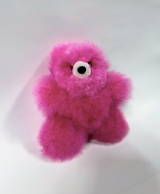 Mini 7-inch hot pink alpaca fur teddy bear handmade in Peru