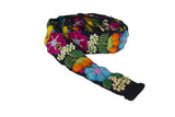 Hand-Woven Black Floral Belt | Embroidered Peruvian Wool Accessory