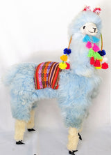 Large Baby Blue Llama with Pompoms
