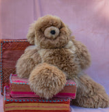 Giant alpaca teddy bear, 46 inches tall, natural beige baby alpaca fur, handmade in Peru