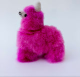 small 7-inch hot pink alpaca fur llama stuffed animal handmade in Peru