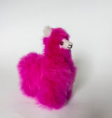 vibrant hot pink fluffy alpaca plush toy - ethical and sustainable handmade gift
