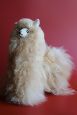 Natural Light Brown Alpaca Llama: 12” Real Huacaya Fur Plush
