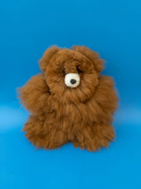 7-inch small brown alpaca fur teddy bear handmade in Peru - ethical hypoallergenic plush toy