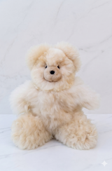 12-inch Cloud-Touch Alpaca Bear, Object No. 02 Petite Form, luxury handmade alpaca teddy bear in undyed beige