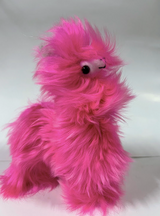 small 7-inch fuchsia  suri alpaca with long silky fur handmade in Peru