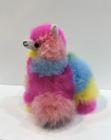 Handmade huacaya rainbow  alpaca fur plush from Cusco Peru