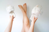 Alpaca Slipper Cross  White