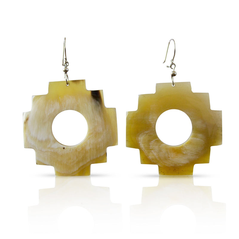 Bull Horn Eco Earrings - White Chakana
