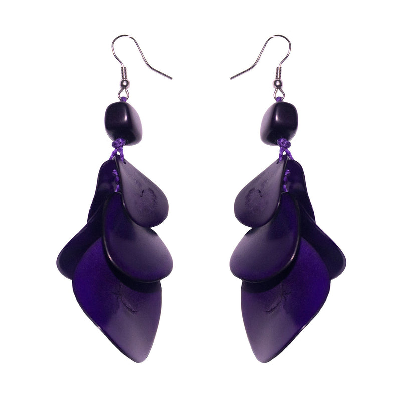 Purple  Drop Tagua Earring