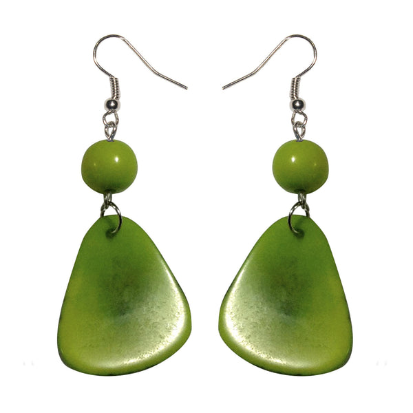 Green Stone Tagua Earring