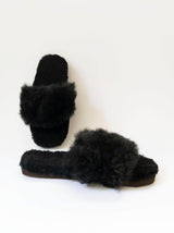 Alpaca Slipper Cross  Black