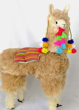 Large Light Brown Llama with Pompoms