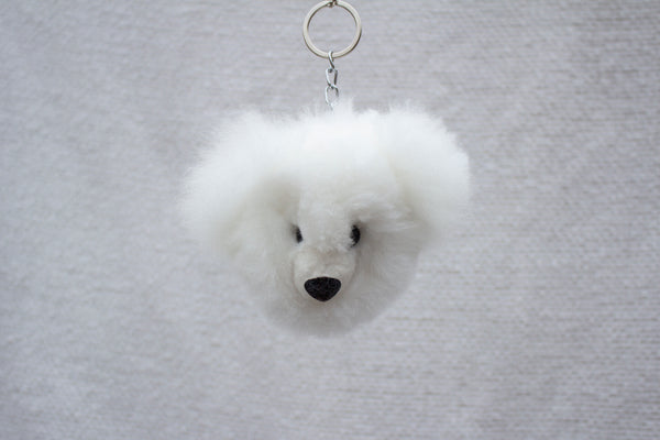 Alpaca Fur Keychain White Bear