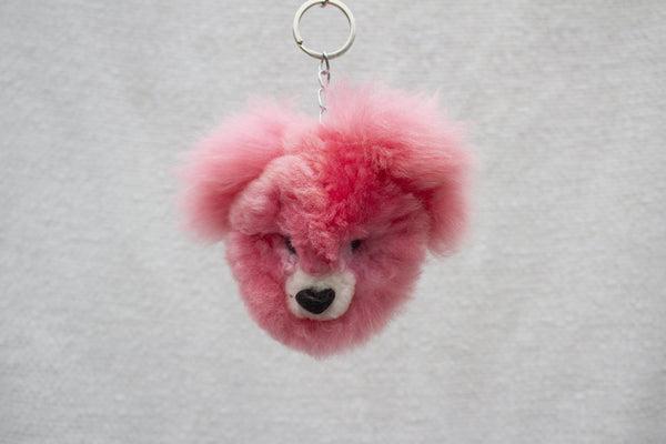 Alpaca Fur Keychain Pink Bear