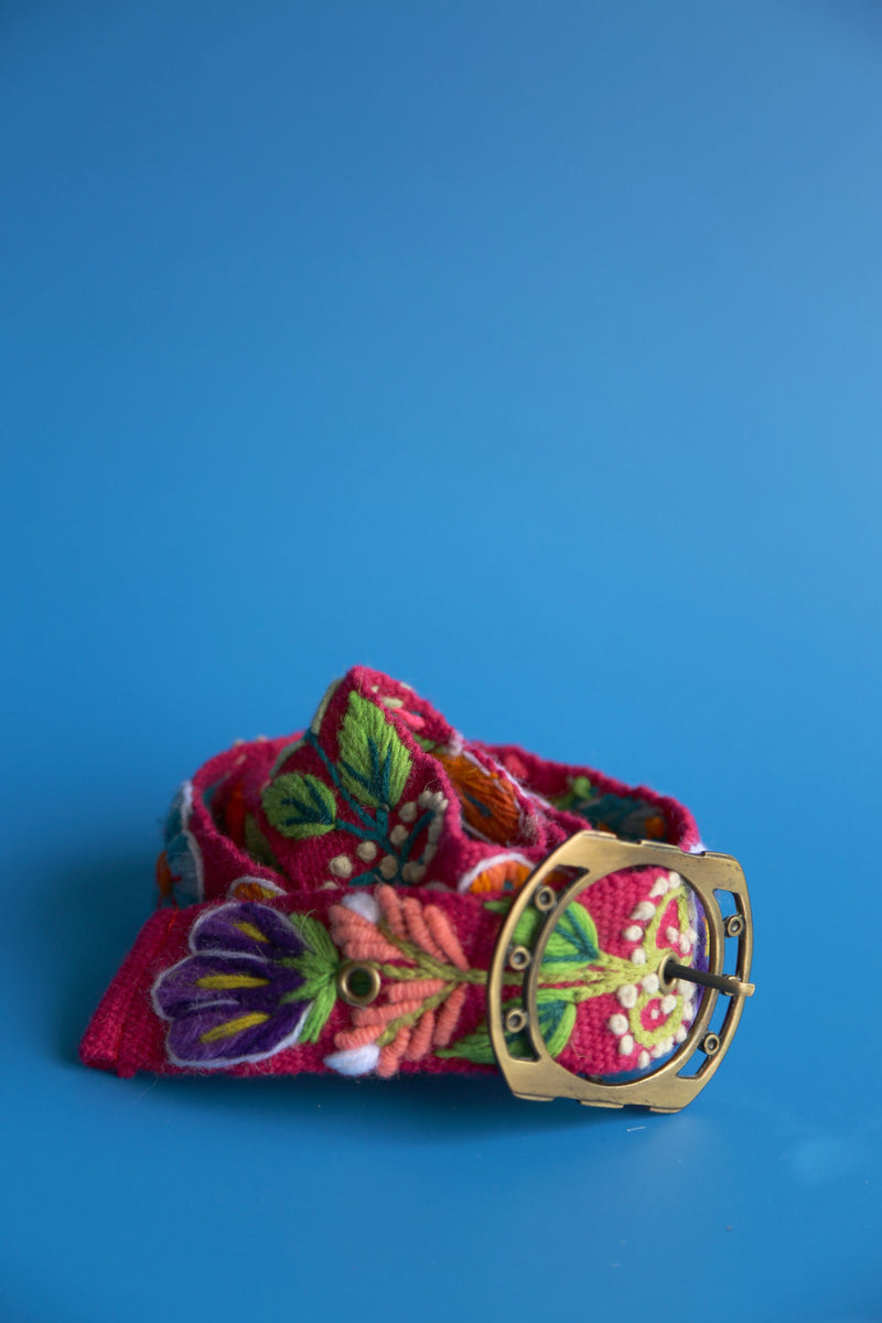 Hand Woven Fuchsia Belt