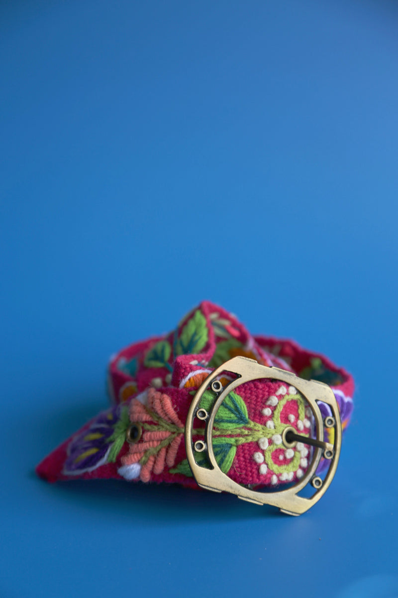 Hand Woven Fuchsia Belt
