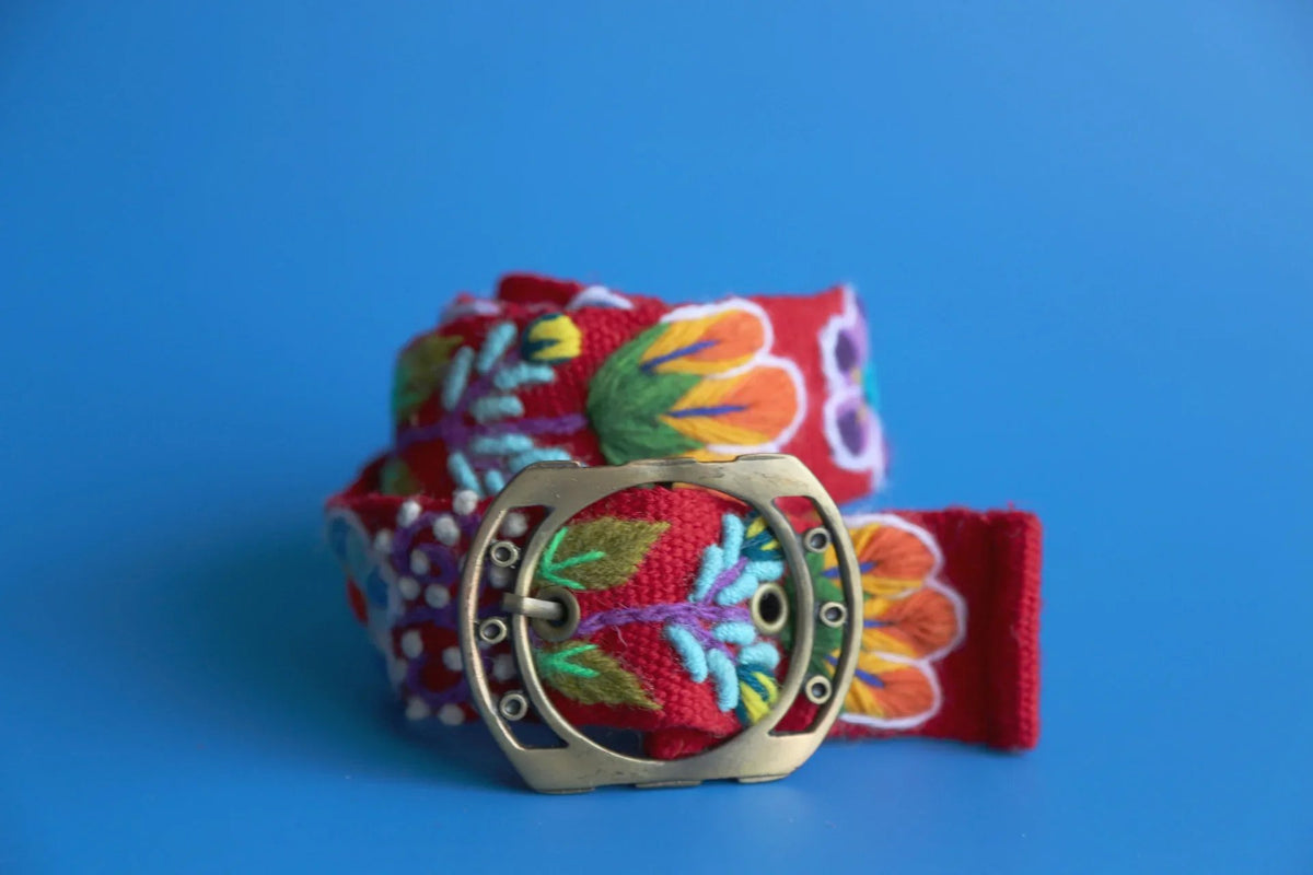 Set of Belt and Peruvian Headband Embroidered by Hand Cordillera de Los Andes Ay Embroidery Belts – BohoAndinoPeru main image 3