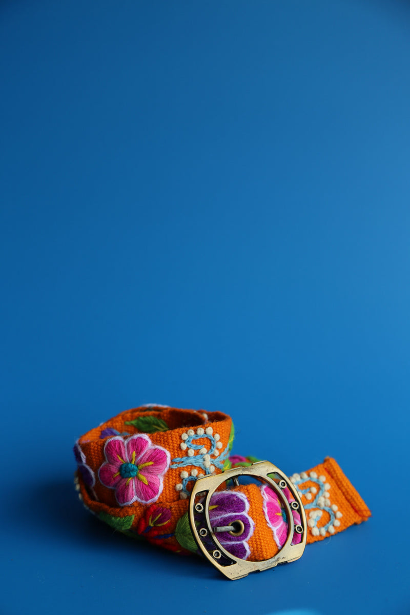 Hand Woven Peach Belt