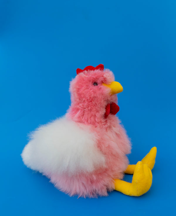 Handmade Peruvian Alpaca Stuffed Pink Chicken