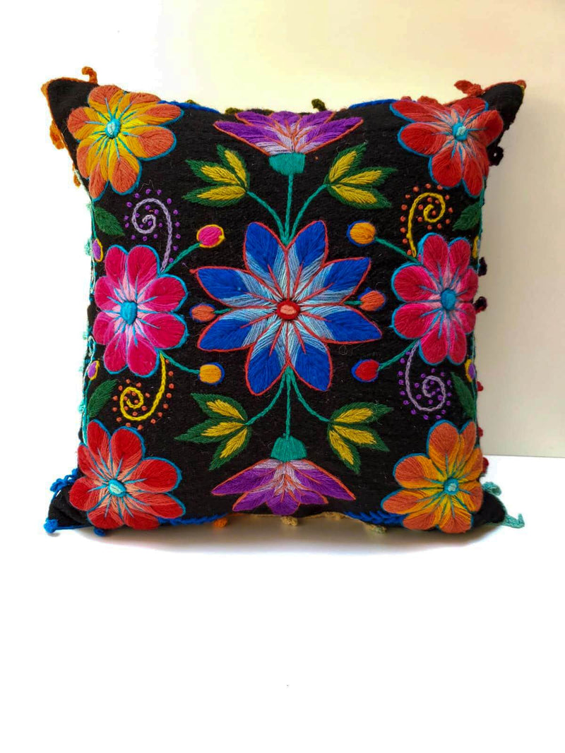 Colorful Flowers Throw Pillow