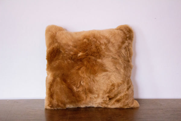 alpaca fur pillow solid beige