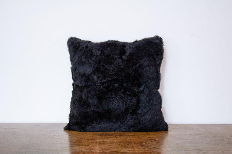 Alpaca Fur Pillow Solid Black