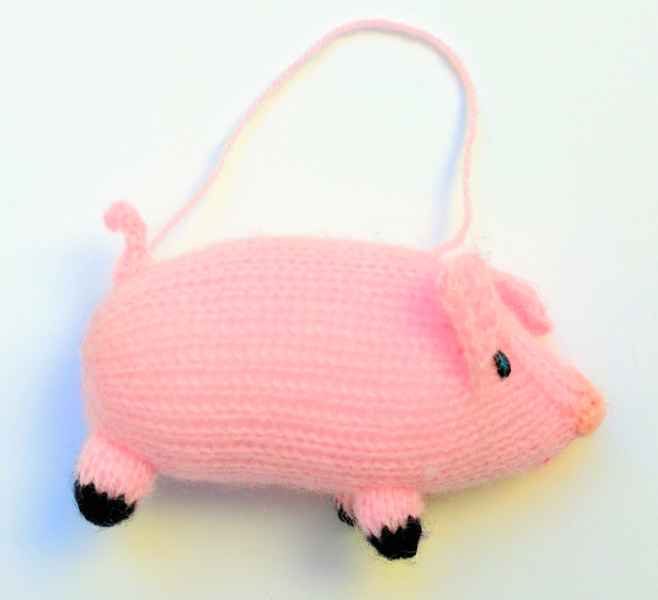 Hand Knitted Pig Ornament