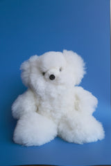 handmade white alpaca bear plush from Peru