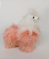 handmade pink and white alpaca plush stuffed animal from Peru