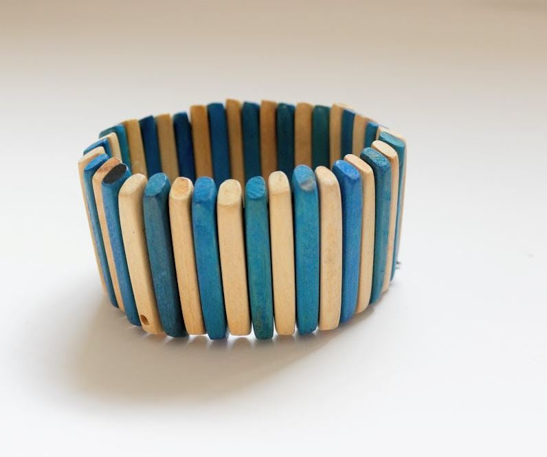 Wood Circular Bracelet Blue